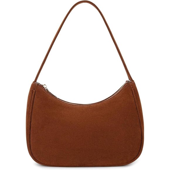 Women Suede Brown Imported Polyester Leather Zipper Closure Mini Tote Handbag - Picture 1 of 7